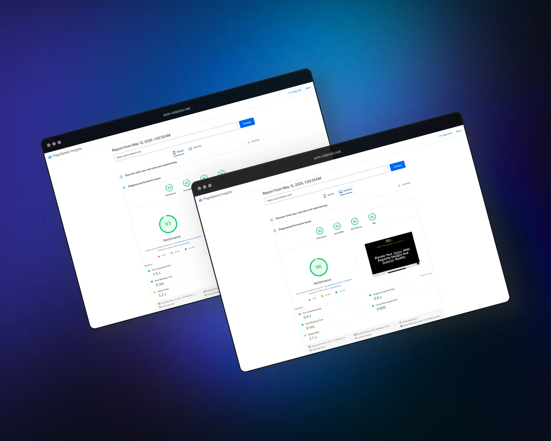 ARM Interior PageSpeed Showcase
